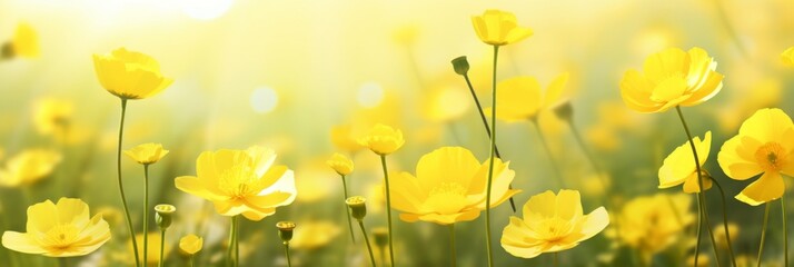 Close-up of yellow wildflowers - obrazy, fototapety, plakaty