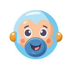 Pacifier baby dummy character with smile vector ico
