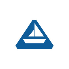 pyramid ship logo design illustration.