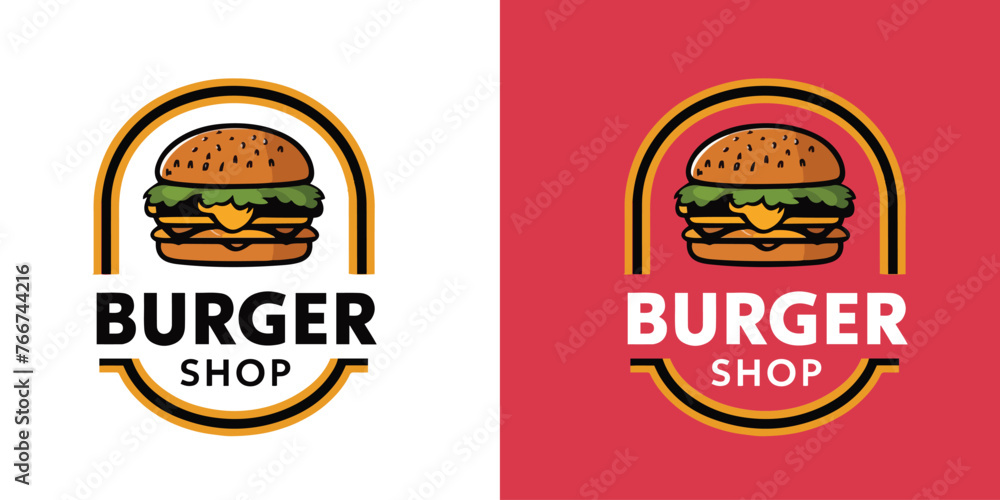 Wall mural vector burger shop logo template vector illustration of fast food logotype