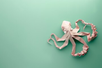 origami Octopus on pastel green background