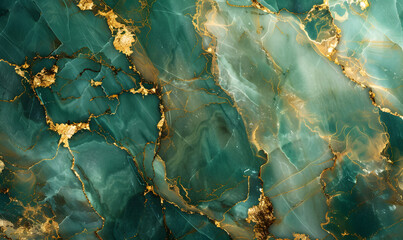 natural emerald green,gold marble texture pattern, Generative AI - 766744878
