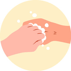 Wash hands procedure infographic: scratch fingers thoroughly