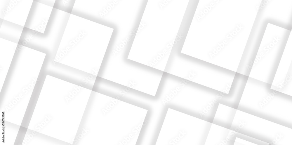 Poster abstract white background design with layers of textured white transparent material in triangle and 