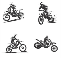 Motocross drivers silhouette. Vector illustration