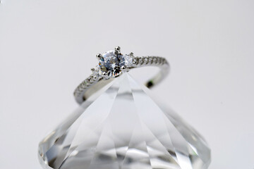 Wedding diamond rings on the white background