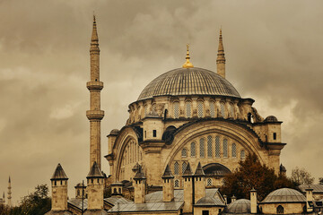 Mosque in Istanbul. The Nuruosmaniye Mosque in central Istanbul was built in the 18th century