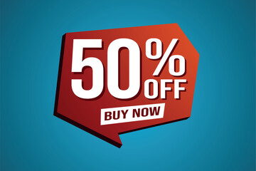 50% fifty percent off buy now poster banner graphic design icon logo sign symbol social media website coupon

