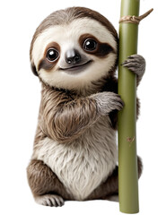Fototapeta premium sloth cute pose in transparent background