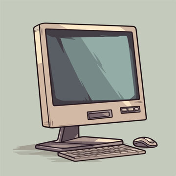 Vector computer display cartoon vector illustration