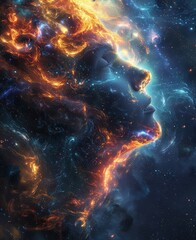 Podcasting Cosmic Galaxy Vibrant Pixels Heroic Aura  , - obrazy, fototapety, plakaty