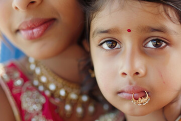 A captivating close-up of a young Indian family