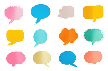 Illustrated Speech Bubbles on Transparent Background Paper Style