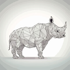 Vector rhinoceros illustration. Polygon shape line