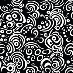 Vector seamless pattern with winding spots. Monochr