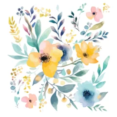 Foto op Plexiglas anti-reflex Vector watercolour floral pattern delicate flowers © iclute