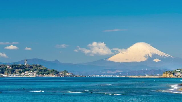 富士山と江ノ島　タイムラプス