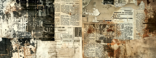 Texture of a Wall Covered with Old Newspapers