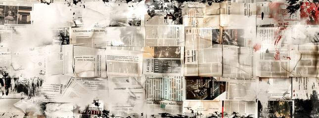 Texture of a Wall Covered with Old Newspapers