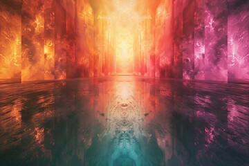 Room filled with abstract colors 