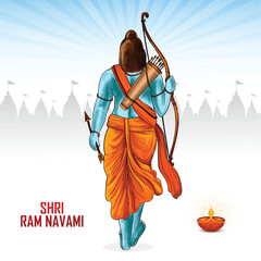 Lord rama with bow and arrow sri ram navami background - obrazy, fototapety, plakaty
