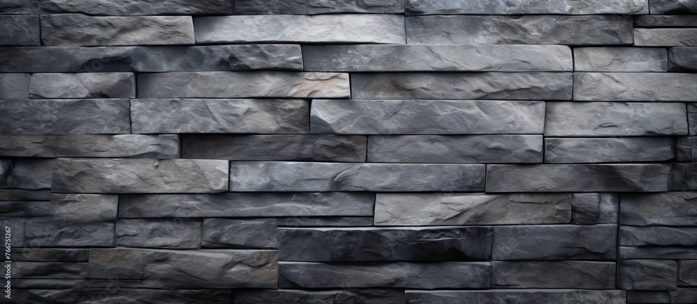 Aufkleber close-up shot showing a sturdy wall constructed with gray stone blocks, emphasizing the texture and 