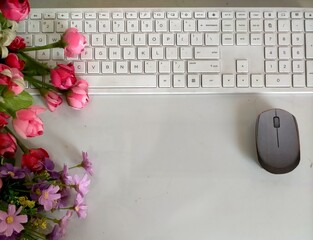 keyboard and rose