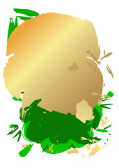 Gold and Green Graffiti speech bubble. Abstract modern Messaging sign street art decoration, Discussion icon performed in urban painting style.