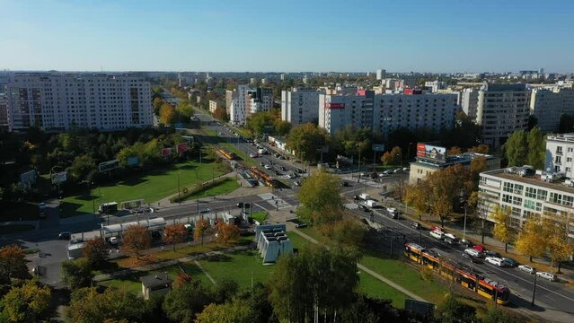 Beautiful Intersection Mokotow Warsaw Aerial View Poland