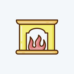 Icon Fireplace. suitable for House symbol. flat style. simple design editable. design template vector. simple illustration