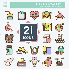 Icon Set Fitness. suitable for Healthy symbol. flat style. simple design editable. design template vector. simple illustration