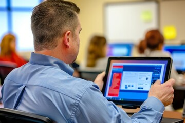 A salesperson attending a product training session, gaining in-depth knowledge and expertise to better serve customers, Generative AI