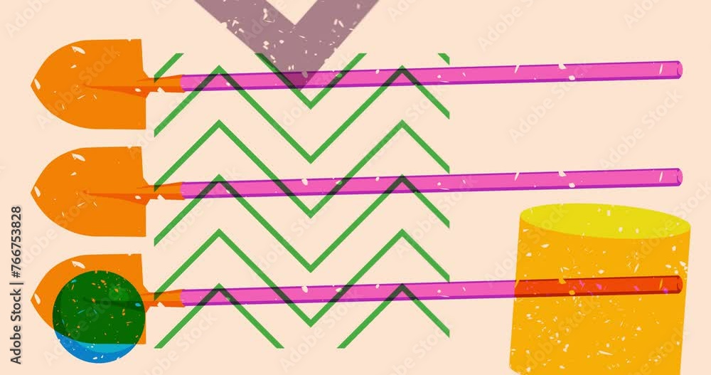 Aufkleber risograph spade and speech bubble with geometric shapes animation. moving object in trendy riso grap