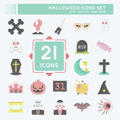 Icon Set Halloween. suitable for Halloween symbol. flat style. simple design editable. design template vector. simple illustration