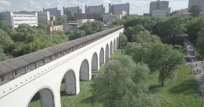 Stone arch bridge across the Moscow Russia 2023