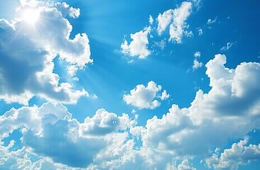 Naklejka na ściany i meble Beautiful Blue Sky with White Clouds. The Back