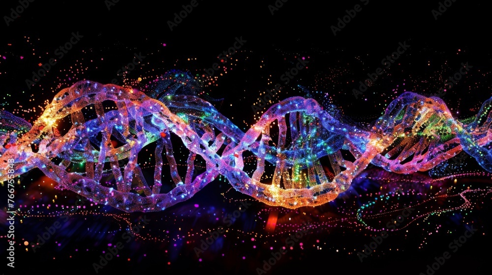 Poster a multicolored structure emitting a radiant glow. the vibrant hues create a captivating display agai