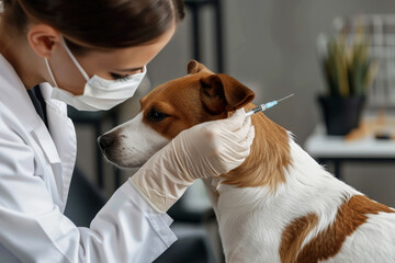 A dog is vaccinated with a Veterinarian Providing Care to a Dog. Generative ai - obrazy, fototapety, plakaty