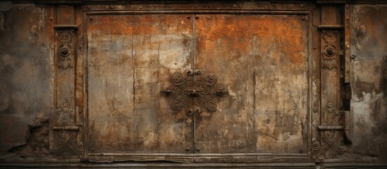 Capturing the detailed image of a cross attached to a wooden door inside a building