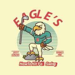 Eagle Golf Logo Vintage and Retro Mascot
