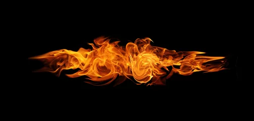 Foto op Plexiglas Fire flames on black texture abstract background © prapann
