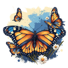 Butterflies Cartoon Icon, isolated on transparent background, PNG For Designer