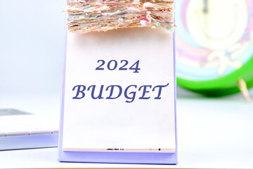 2024 Budget planning and allocation concept. text on the desktop calendar