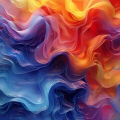 Abstract Flame. A vibrant and colorful abstract composition with fluid shapes, intricate patterns, and a futuristic aesthetic, perfect for backgrounds or digital art - obrazy, fototapety, plakaty