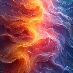 A vibrant and colorful abstract composition with fluid shapes, intricate patterns, and a futuristic aesthetic, perfect for backgrounds or digital art