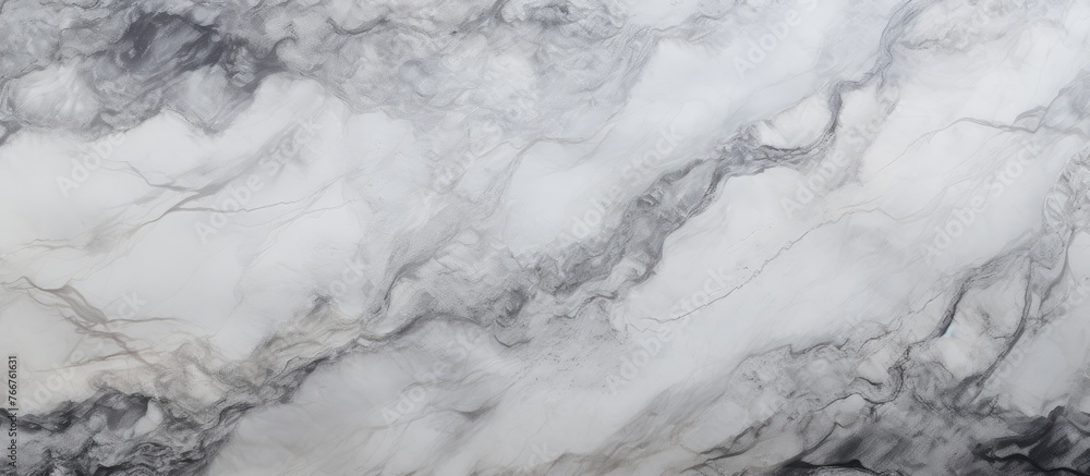 Poster detailed view of a marble wall featuring an intricate black and white marble pattern, creating a mod
