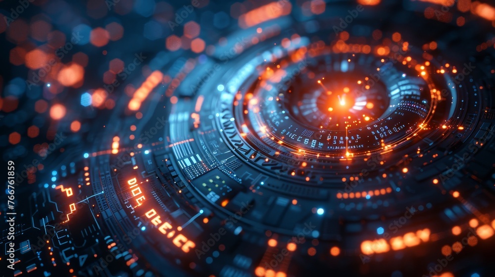 Poster a futuristic digital security concept with advanced encryption algorithms and futuristic technology 