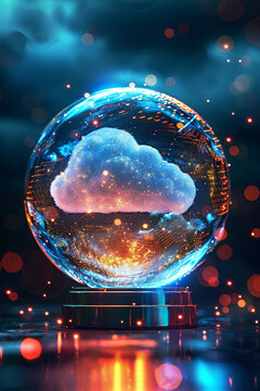 A magical orb with cloud computing icon
