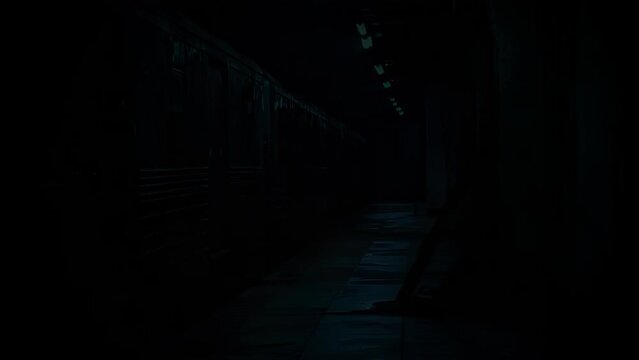 Eerie Subway: Haunted Station in Dim Night