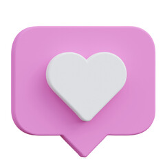 Social media reaction, love reactions 3d